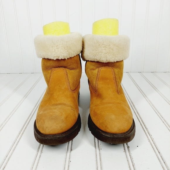 Rockport Tan Brown Leather Fold Over Fur Trim Ankle Boots D369 - Picture 3 of 13